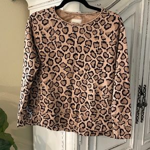 Rachel Hollis Leopard Print Long Sleeve Pullover Shirt, Women’s size XS